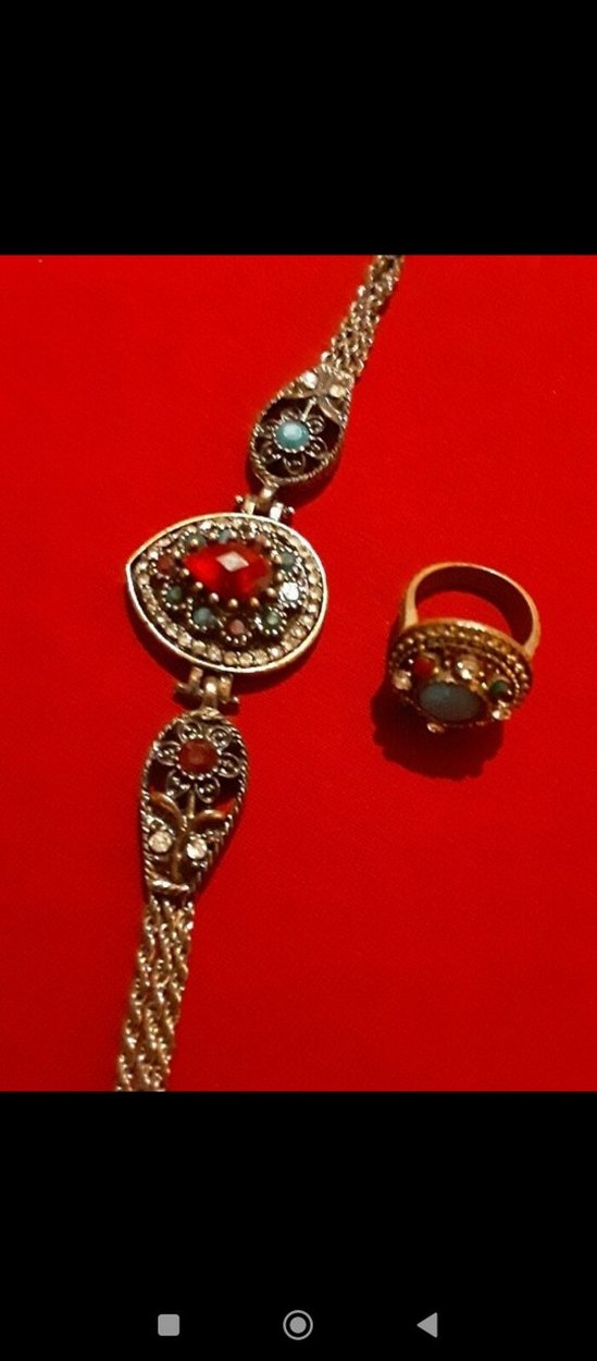 Turkuaz Taşlı Vintage Bohem Takı Seti - Görsel 2