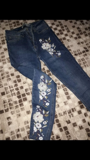 Cicek nakıslı kot/jeans
