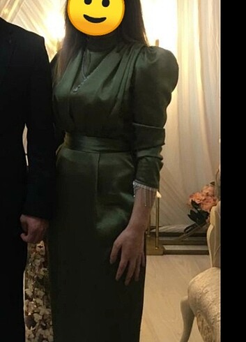 Kalın saten abiye elbise