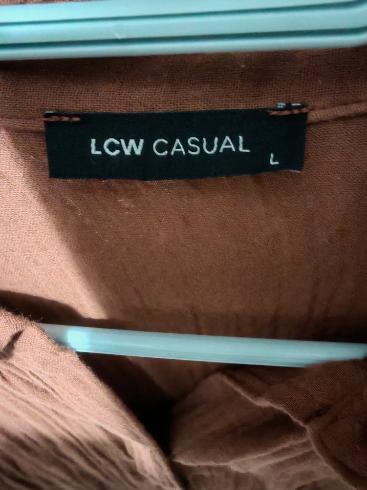 Düğmeli Kahverengi Kadın muslin gomlek - Görsel 3