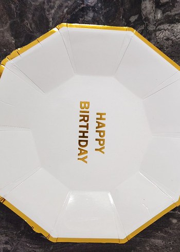 Beyaz Happy Birthday Parti Tabakları
