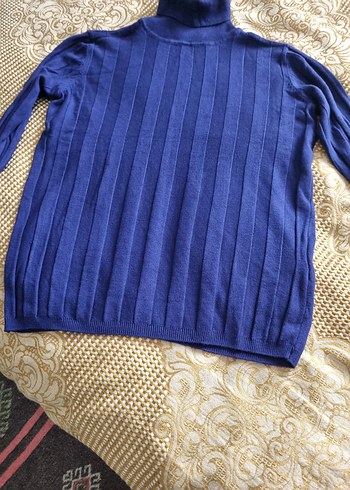 Mavi Boğazlı Örgü Kadın Kazak - Görsel 2