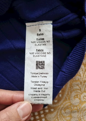 Mavi Boğazlı Örgü Kadın Kazak - Görsel 7