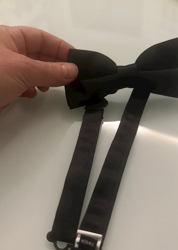 Siyah Düz Erkek Papyon - Görsel 2