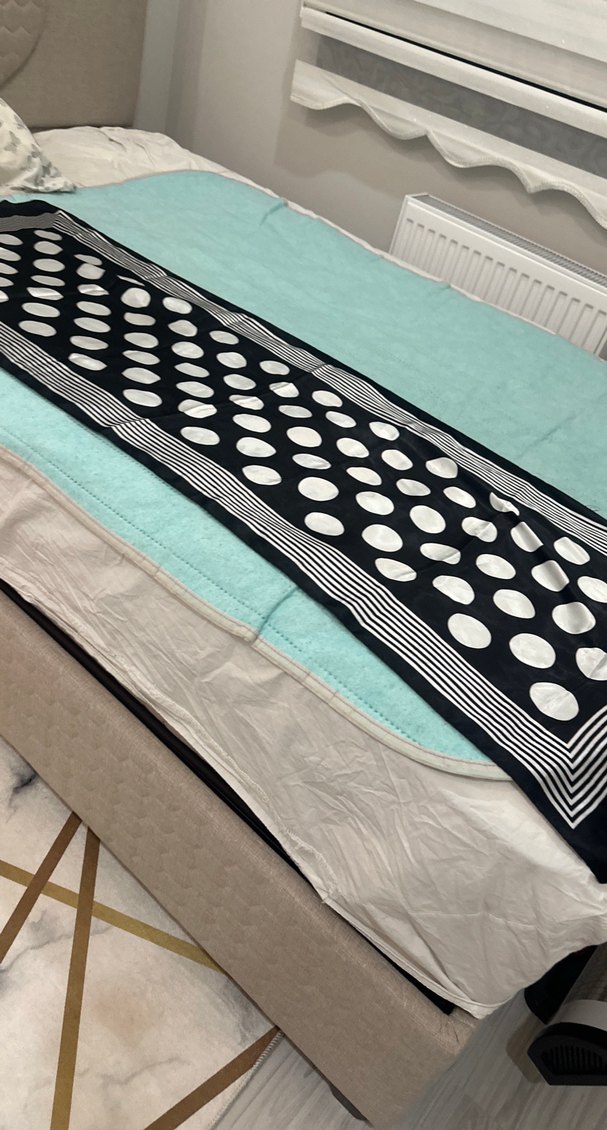 Turkuaz Renkli Puantiyeli eşarp şal - Görsel 2