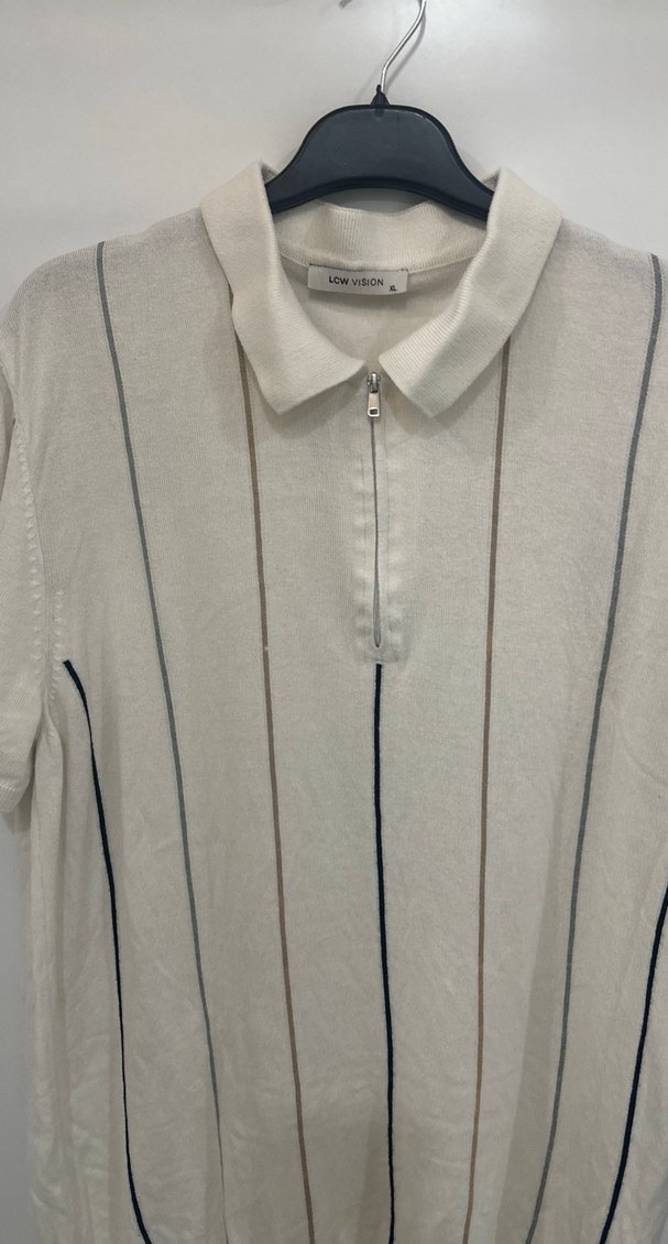 Beyaz Erkek Polo Tişört Fermuarlı - Görsel 3