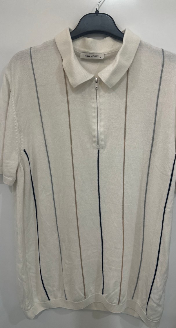 Beyaz Erkek Polo Tişört Fermuarlı - Görsel 2