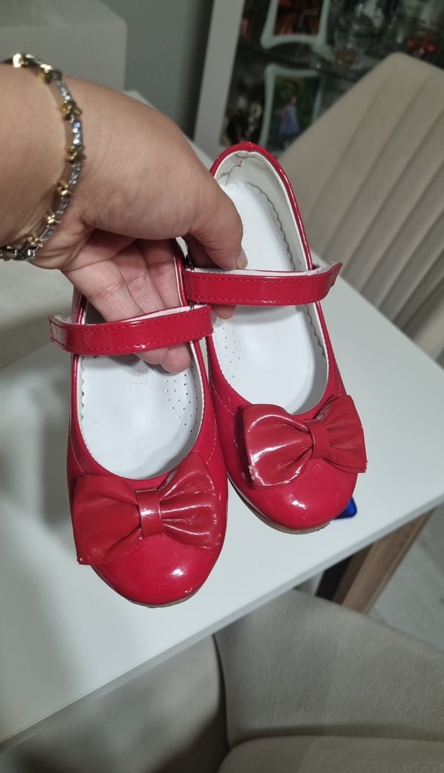 Kız Çocuk Kırmızı Fiyonklu Babet Ayakkabı - Görsel 2