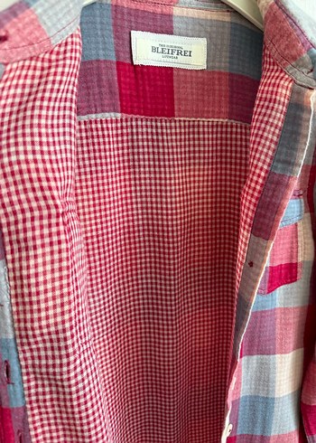 Kadın Pembe Gri Kareli Uzun Kollu Gömlek - Görsel 6