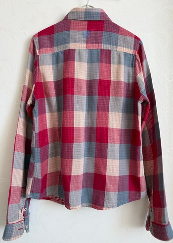 Kadın Pembe Gri Kareli Uzun Kollu Gömlek - Görsel 2