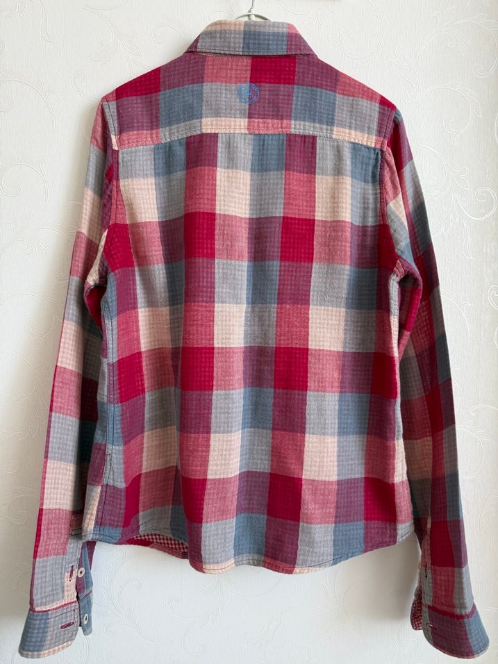 Kadın Pembe Gri Kareli Uzun Kollu Gömlek - Görsel 2