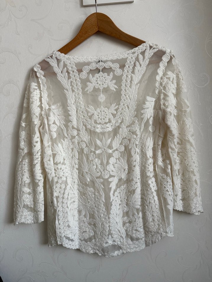 H&M Nakışlı Dantel Bluz - Görsel 2