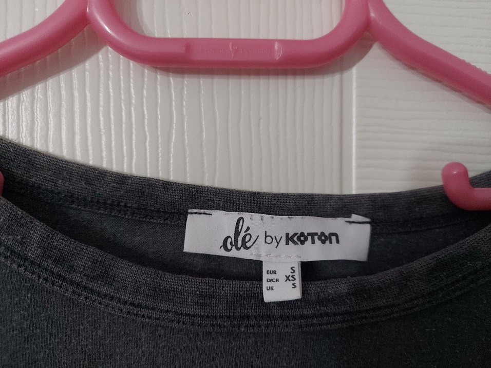 Gri Keten Kadın Tişört Kısa Kollu - Görsel 2