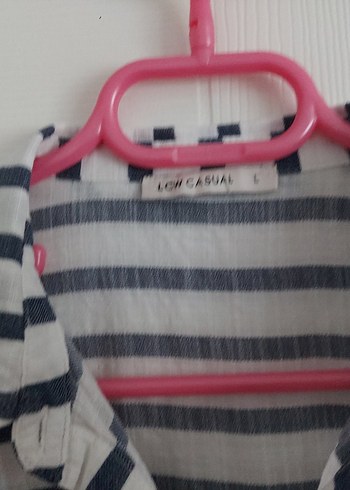 Kadın Gri Çizgili Pamuklu Gömlek - Görsel 3