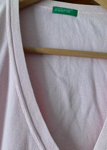 Benetton Düğmeli Pembe V Yaka Kadın Hırka