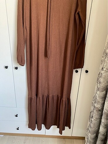 38 Beden kahverengi Renk Tesettür elbise