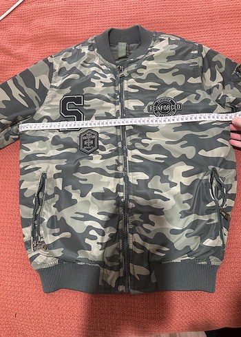 Erkek Gri Kamuflaj Fermuarlı Ceket - Görsel 2