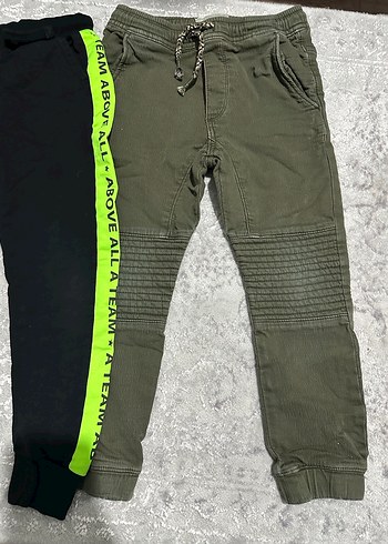 Erkek Çocuk Haki ve Siyah Rahat Kesim Pantolon - Görsel 2