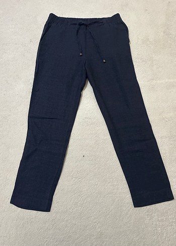 Lacivert Kemerli Rahat Kadın Pantolon - Görsel 5