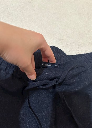 Lacivert Kemerli Rahat Kadın Pantolon - Görsel 3