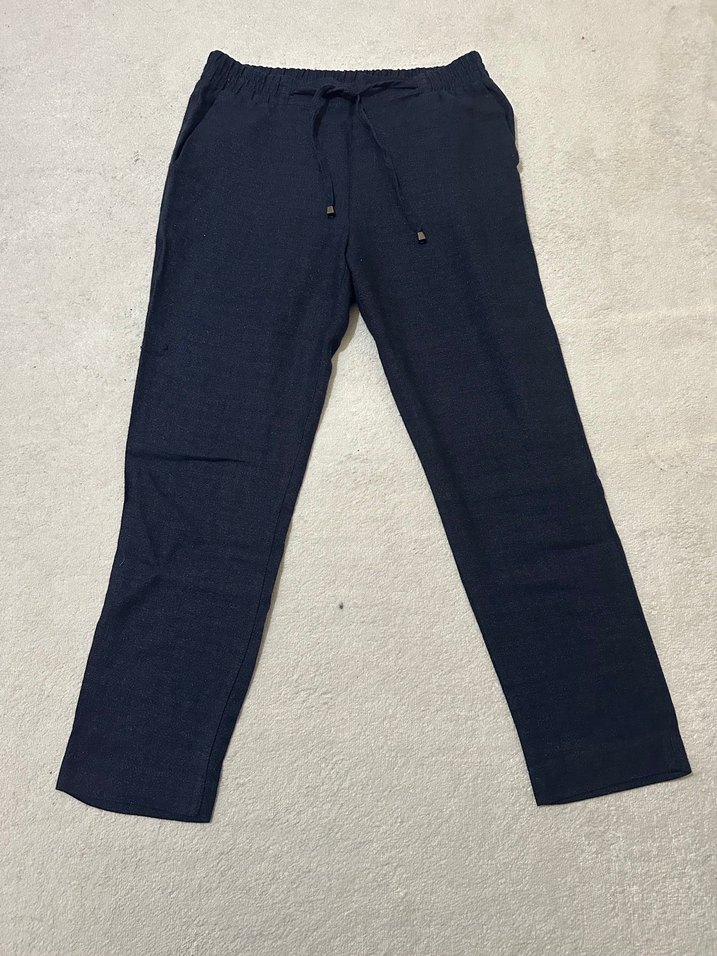 Lacivert Kemerli Rahat Kadın Pantolon - Görsel 5