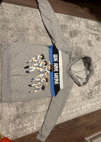 Kapüşonlu Erkek Çocuk Gri Sweatshirt - Görsel 2