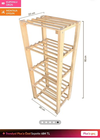 4 Katlı Ahşap Ayakkabılık Rafı - Görsel 3
