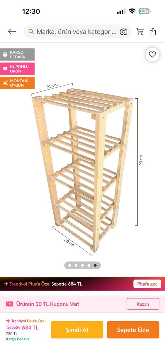 4 Katlı Ahşap Ayakkabılık Rafı - Görsel 3