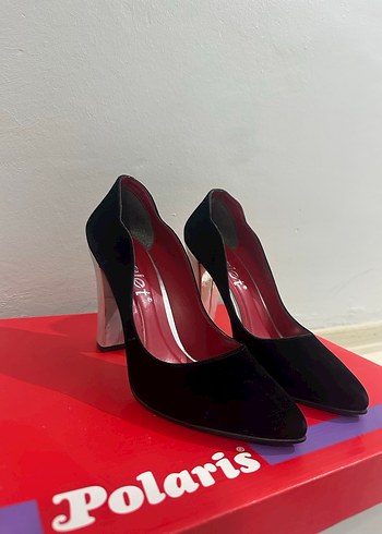 Siyah Süet Topuklu Stiletto PALET MARKA - Görsel 2