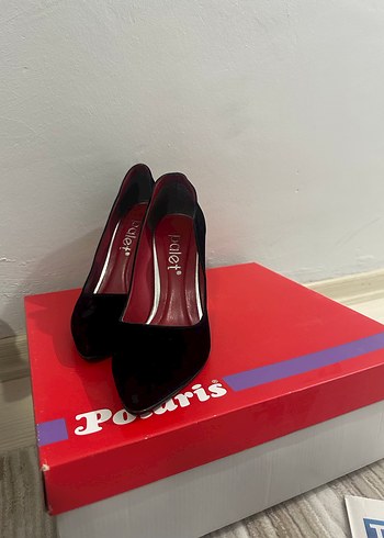 Siyah Süet Topuklu Stiletto PALET MARKA - Görsel 3