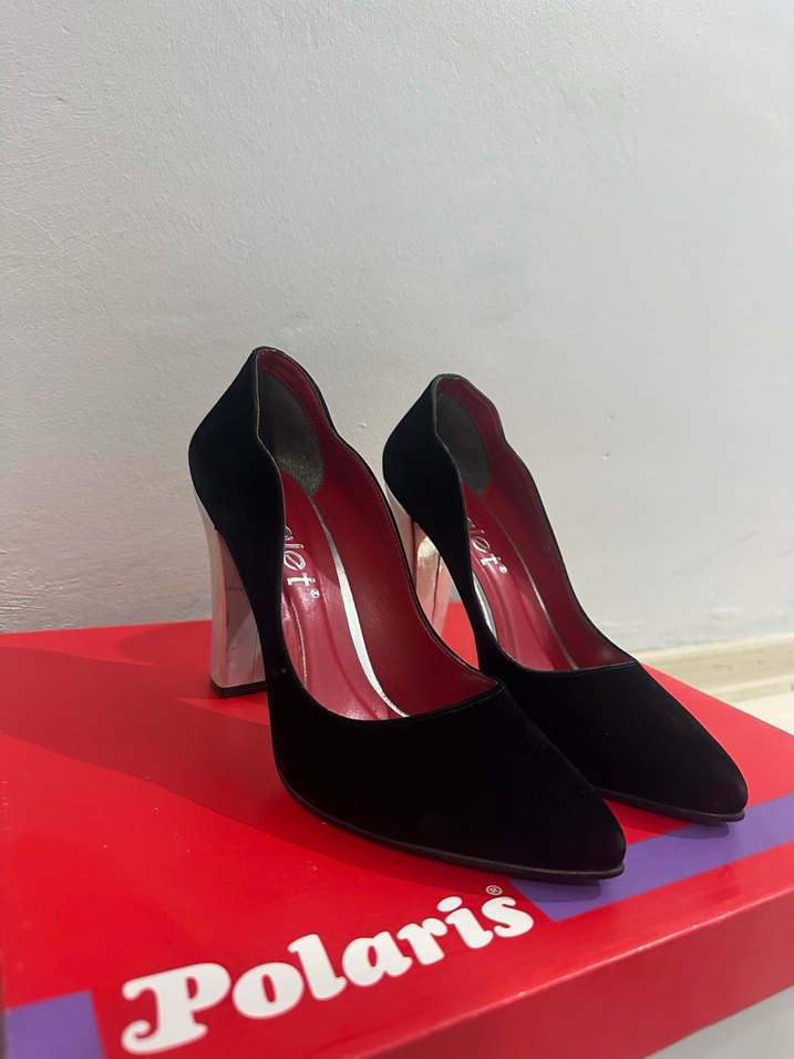 Siyah Süet Topuklu Stiletto PALET MARKA - Görsel 2