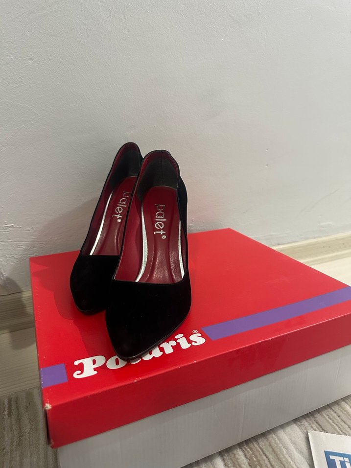 Siyah Süet Topuklu Stiletto PALET MARKA - Görsel 3