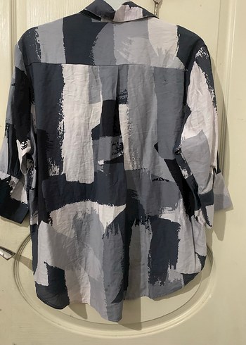 Gri Batik Desenli Keten Gömlek - Görsel 2