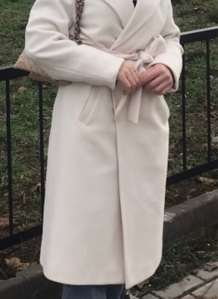 Krem Renk Uzun Kaban - Görsel 2