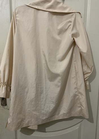 Bej Düğmeli Midi Keten Kadın Trençkot - Görsel 2