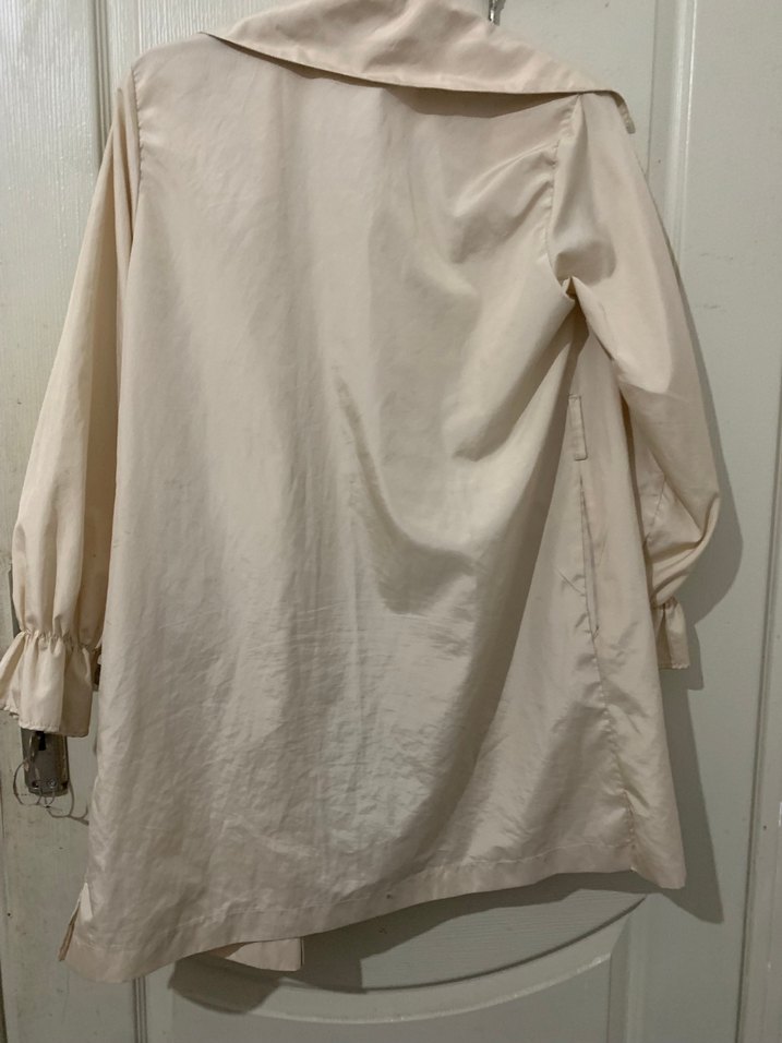 Bej Düğmeli Midi Keten Kadın Trençkot - Görsel 2