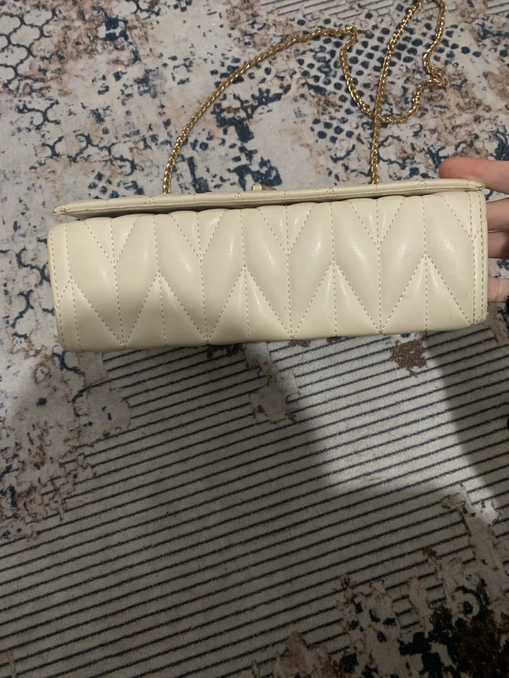 Beyaz Zincir Detaylı Deri Kadın Çanta - Görsel 3