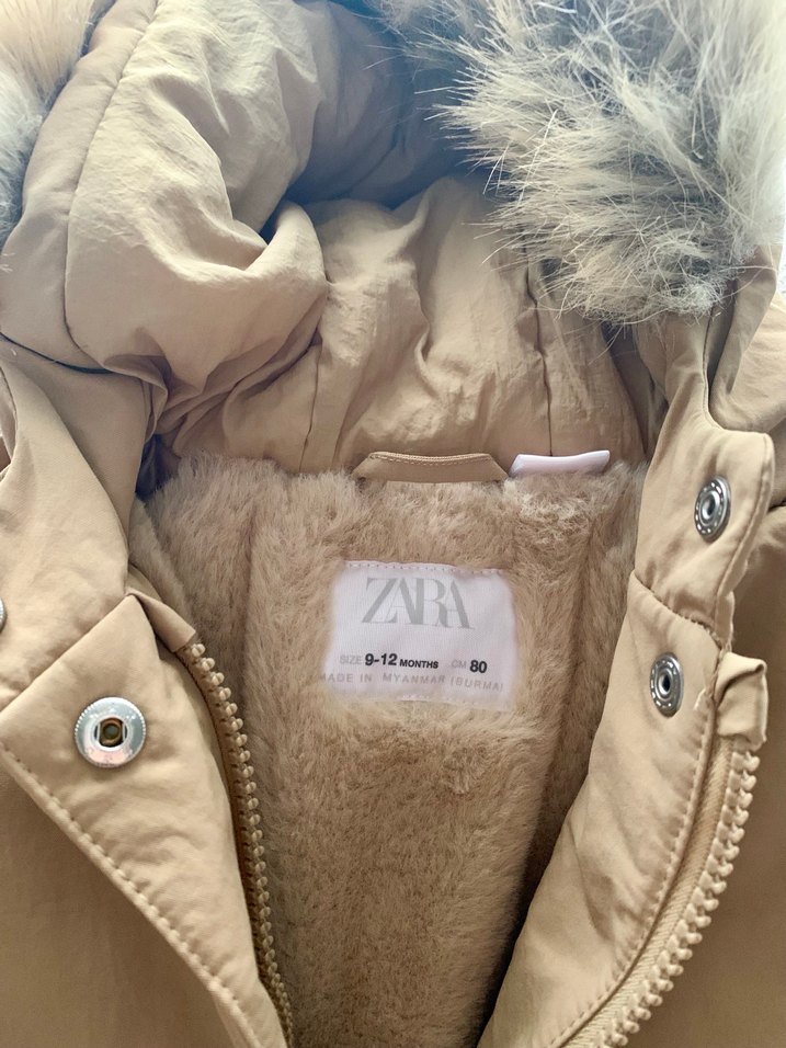 Bej Erkek Çocuk Kürklü Kapüşonlu Mont - Görsel 3