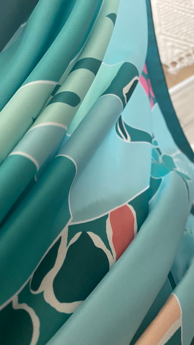 Turkuaz Bohem İpek Görünümlü Şal - Görsel 5