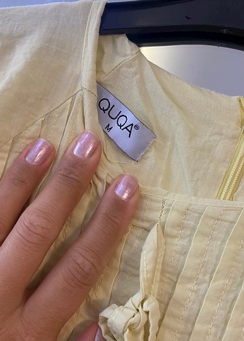 Pilise Detaylı Pastel Sarı Uzun  Elbise - Görsel 4