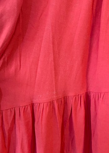 Kırmızı Bol Kesim Uzun Elbise - Görsel 4