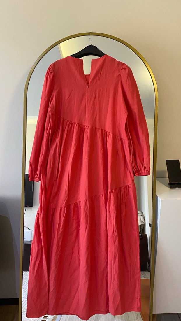 Kırmızı Bol Kesim Uzun Elbise - Görsel 2