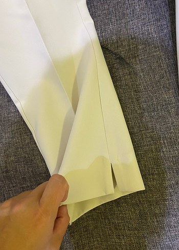 Beyaz Midi Kumaş Pantolon - Görsel 3