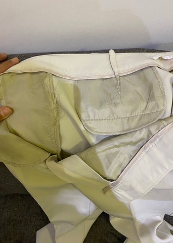 Beyaz Midi Kumaş Pantolon - Görsel 6