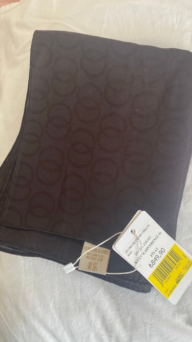 Siyah kahverengi desenli şal - Görsel 3