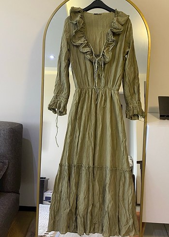 Kadın Haki Uzun Elbise - Görsel 4