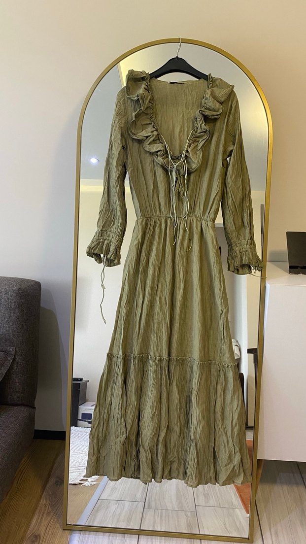 Kadın Haki Uzun Elbise - Görsel 4