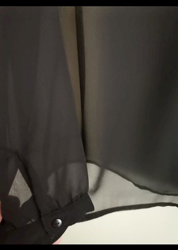 44 Beden siyah Renk Siyah V Yaka Şeffaf Uzun Kollu Kadın Bluz