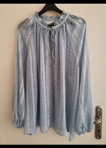 H&M Gri Bağcıklı Bohem Uzun Kollu Bluz