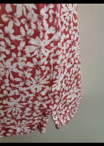 xl Beden kırmızı Renk Kısa Kollu, Baskılı, Salaş Kadın Bluz